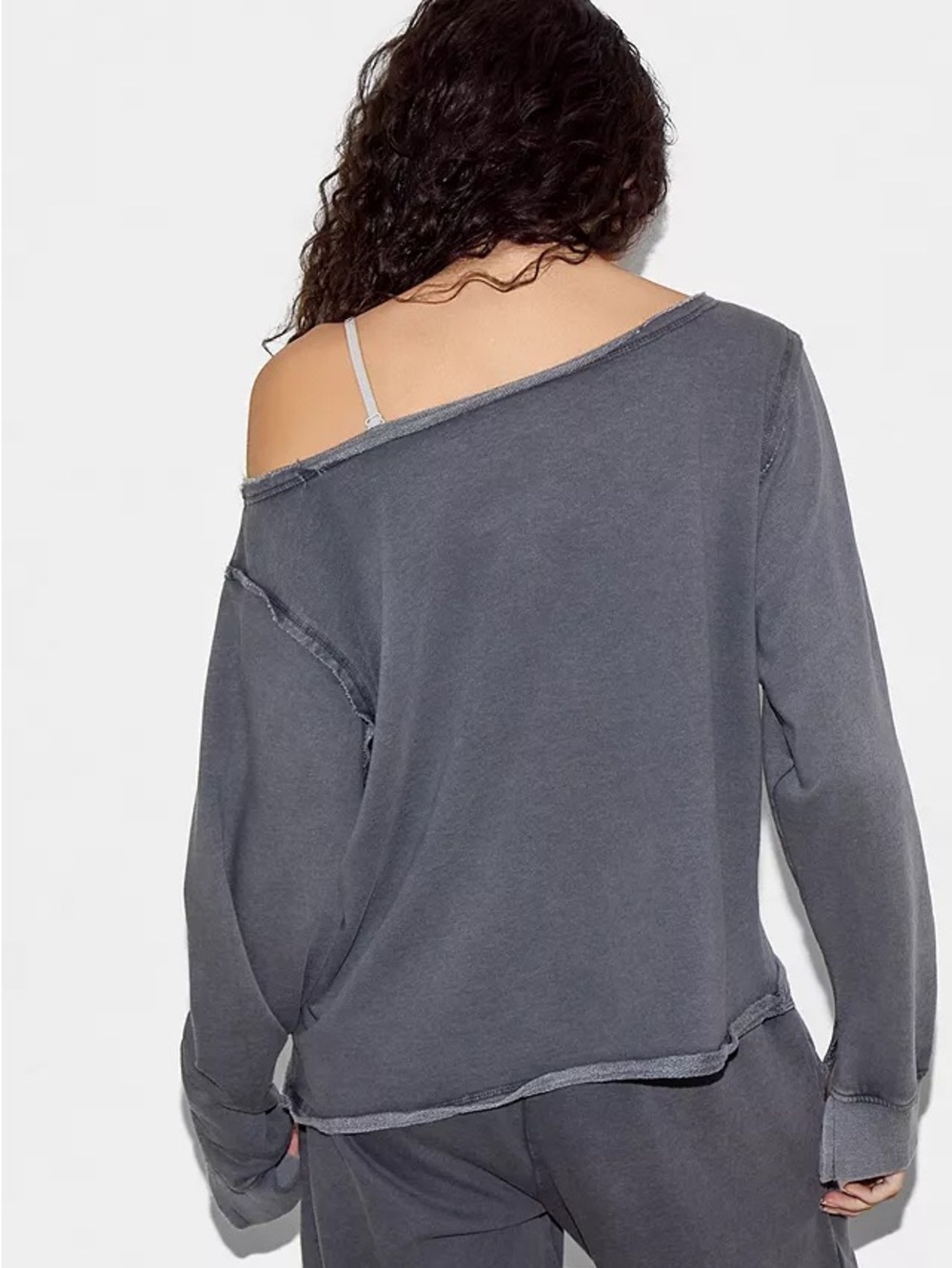 Urban Outfitters Charcoal Black Off-Shoulder Sweatshirt